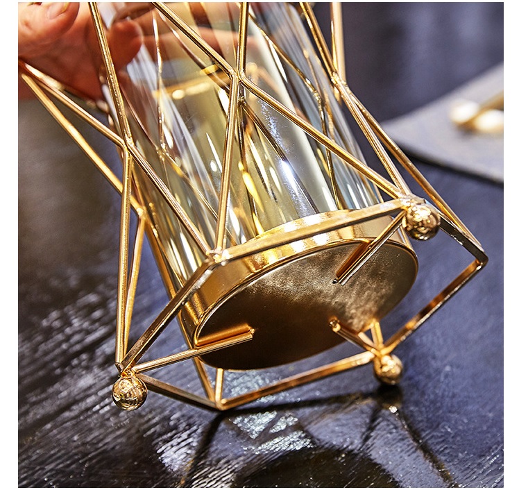 Gold Metal Frame Glass Vase – Model 04 – detail 3