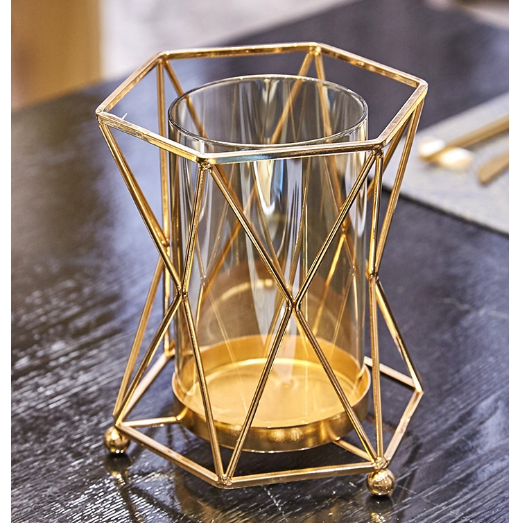Gold Metal Frame Glass Vase – Model 04 – detail 2