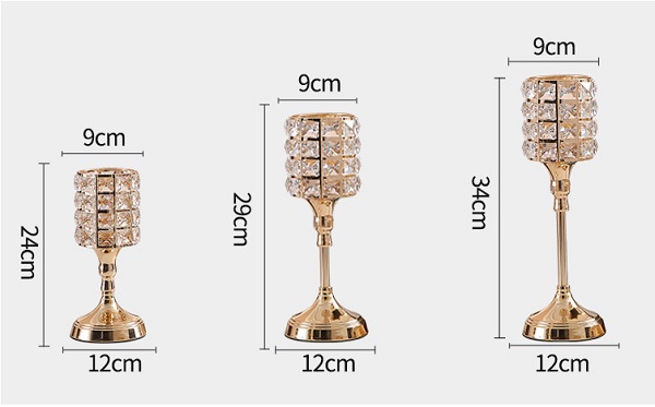 Crystal-Accent Gold Candle Holder – Single – detail 3