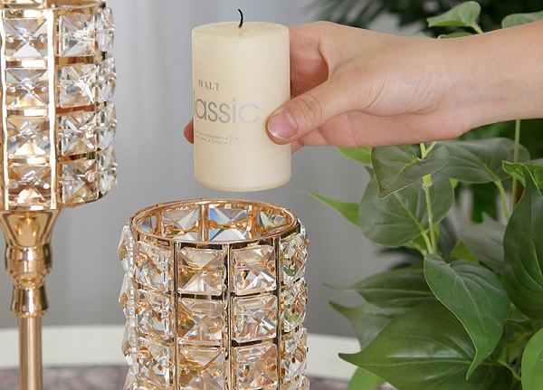 Crystal-Accent Gold Candle Holder – Single – detail 4