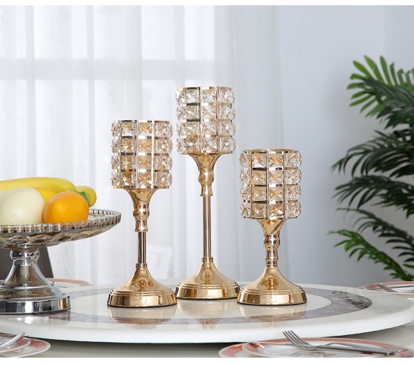Crystal-Accent Gold Candle Holder – Single – detail 2