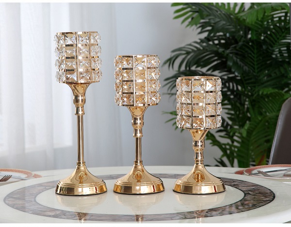 Crystal-Accent Gold Candle Holder – Single – detail 5