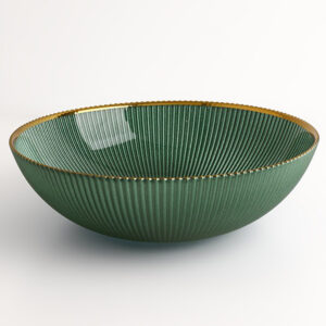Green Round Glass Serving Bowl