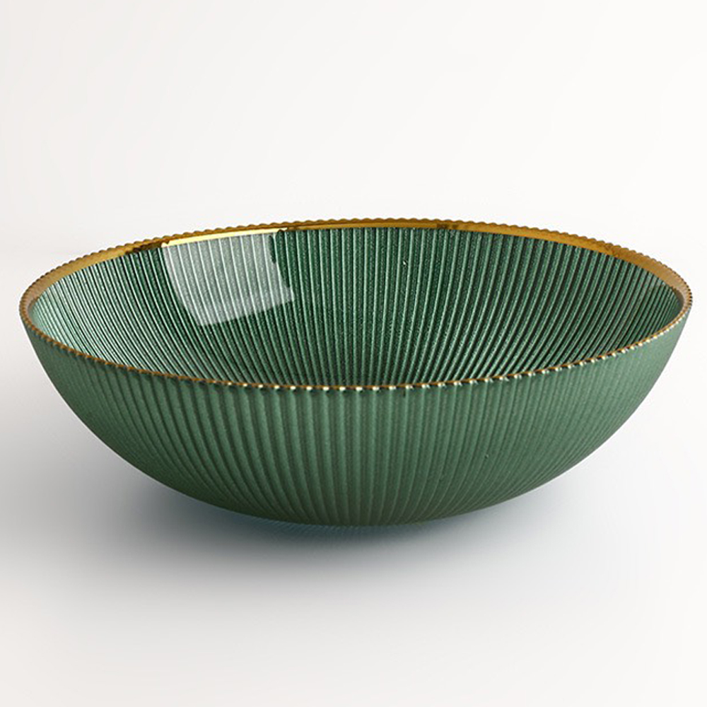 Green Round Glass Serving Bowl