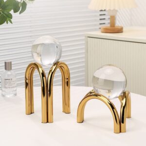 Gold Tripod Glass Orb Sculpture